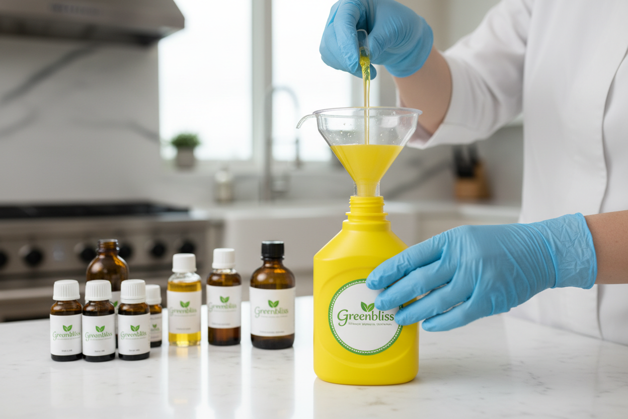 Filling Greenbliss Dishwash Bottle