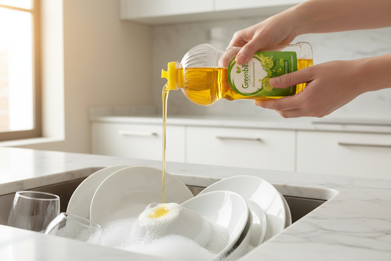 Greenbliss Yellow Dishwash Being Used
