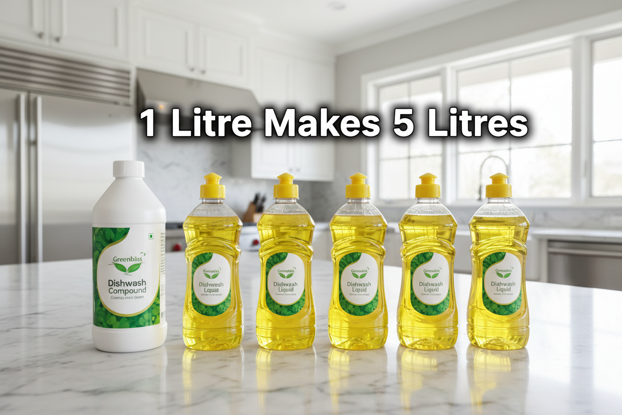 1 Litre Makes 5 Litres Dishwash