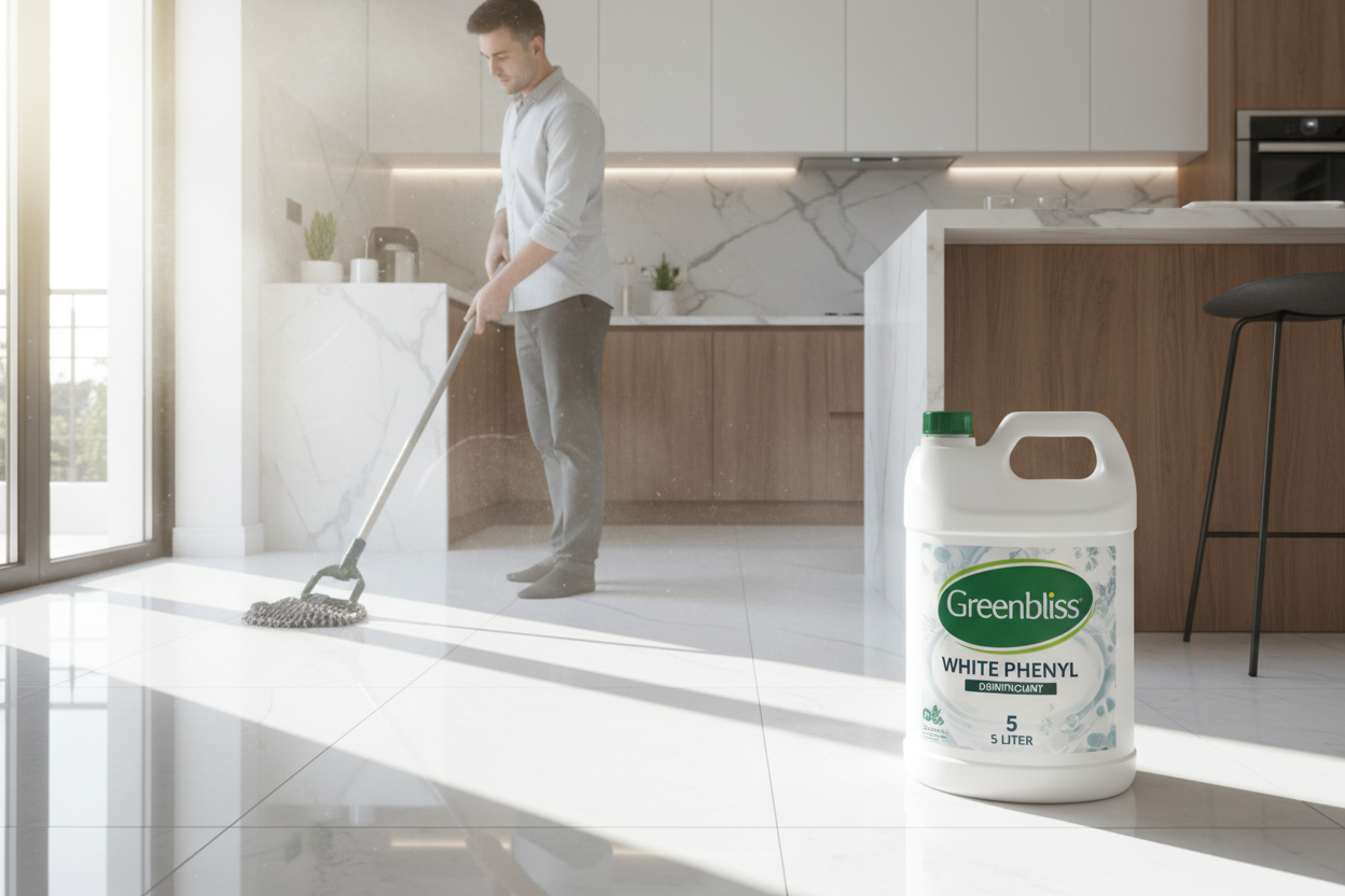Greenbliss White Phenyl 5 liter in modern kitchen with mopping