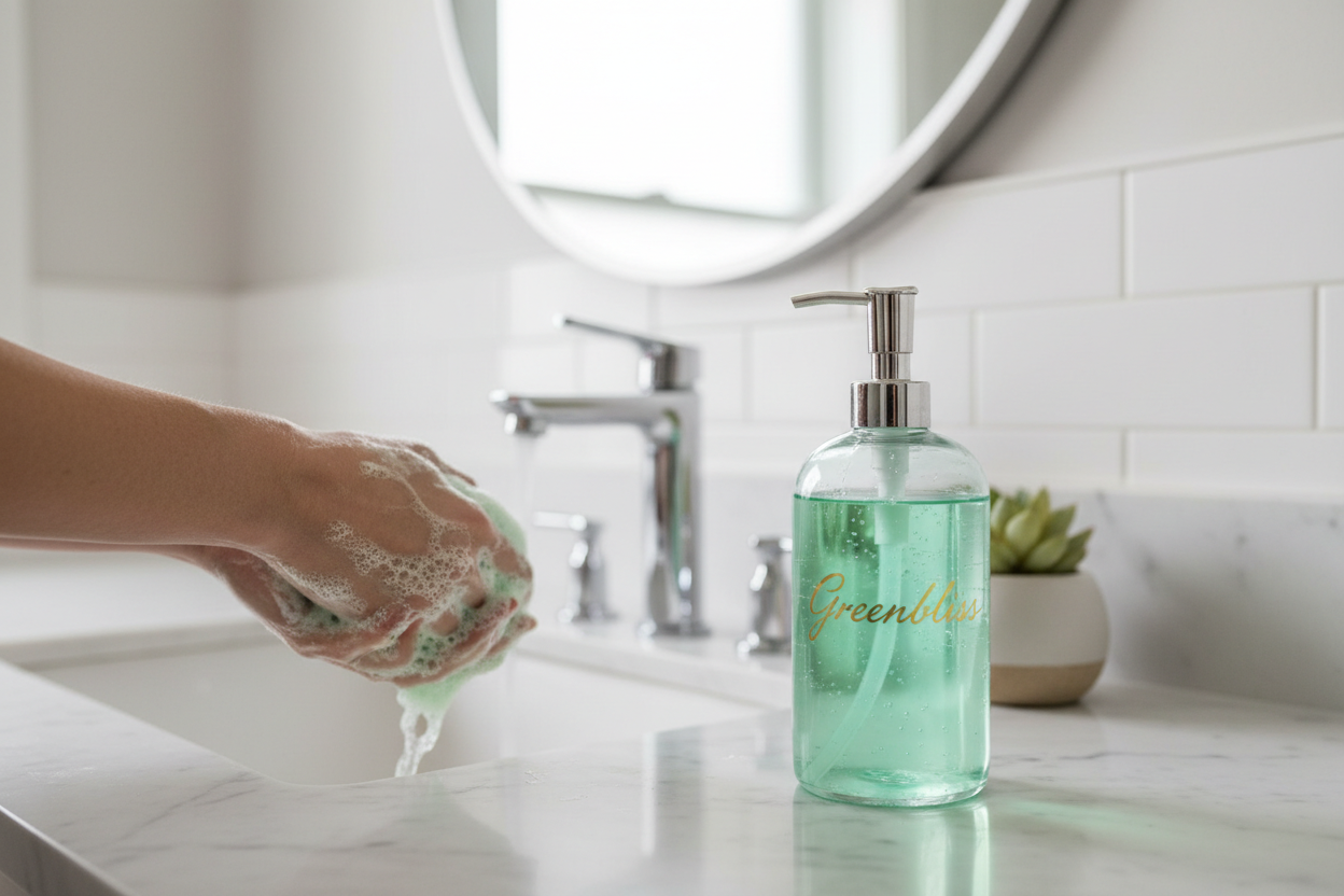 Greenbliss Handwash in luxury bathroom setting