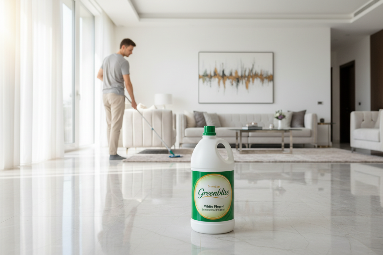 Greenbliss White Phenyl 1 liter in luxury home with mopping
