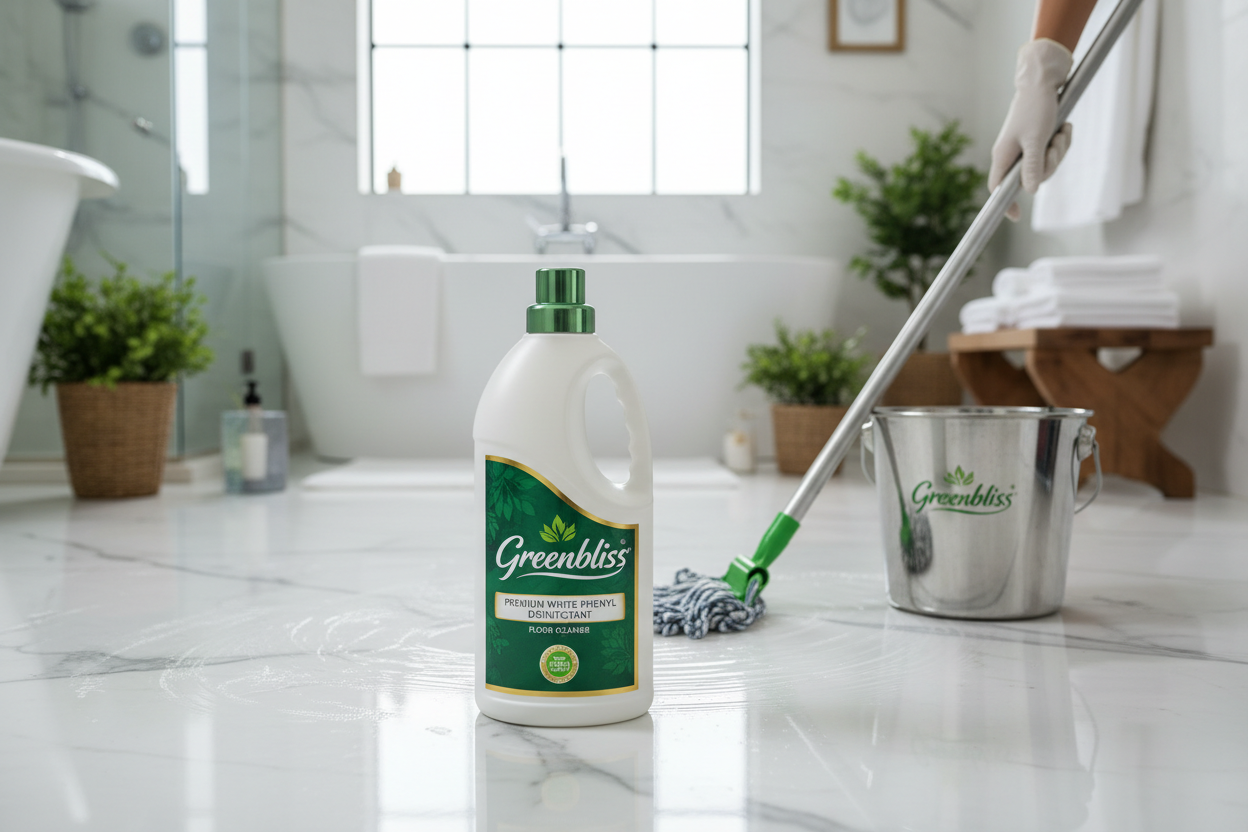 Greenbliss White Phenyl in spa bathroom with mopping