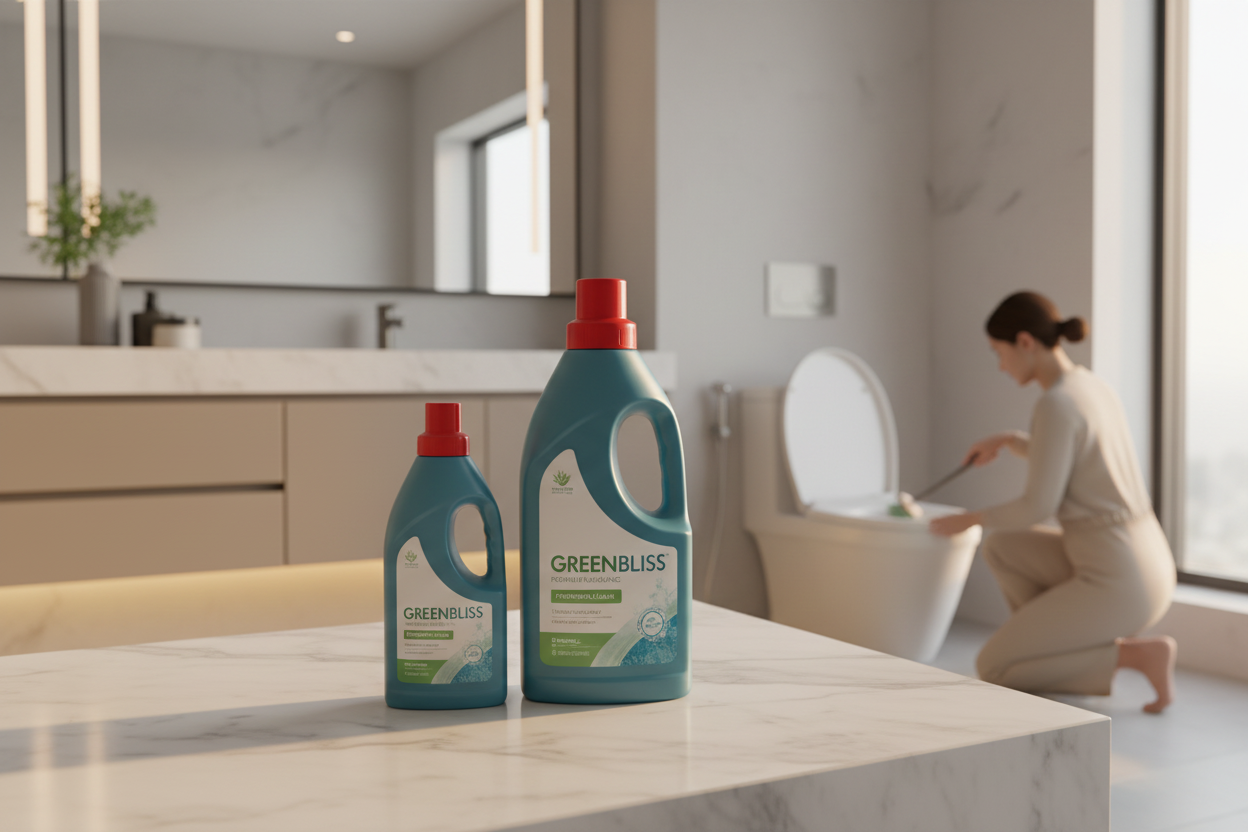 Greenbliss Toilet Cleaner product range in elegant bathroom